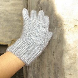 並太毛糸で編む5本指手袋